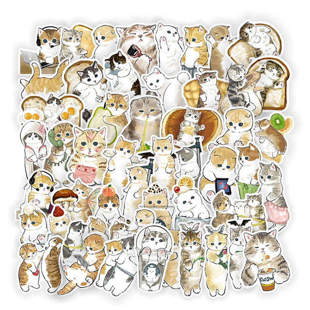 Kawaii Cartoon Cat Sticker, Kawaii Animal Cat Stickers